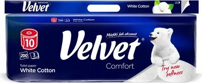 Immagine prodotto di Carta igienica Valvet 3 veli in cotone bianco, 10 rotoli