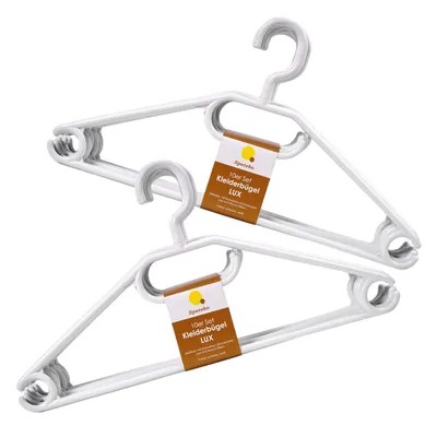 Produktbild von Kunststoff Kleiderbügel mit Hosenstange - weiß / 20er Pack - Bügel für Jacken Hemanden Blusen mit Kawatten und Gürtel Halter