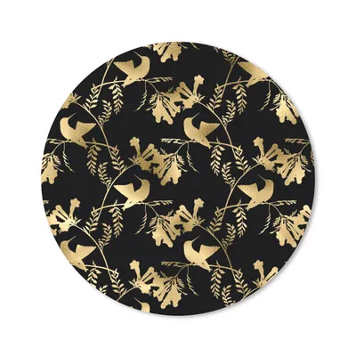 Produktbild von MuchoWow® Mauspad Mousepad Muster - Vögel - Gold 40x40 cm - Mousepads - Maus Mat - Pad - Mausunterlage - Schreibtisch Accessoires