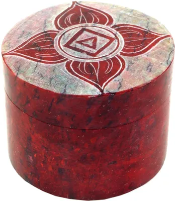 Produktbild von Dose aus Speckstein, Chakra Schmuckdöschen - Wurzelchakra, Rot, 4*5*5 cm, Dosen, Boxen & Schatullen