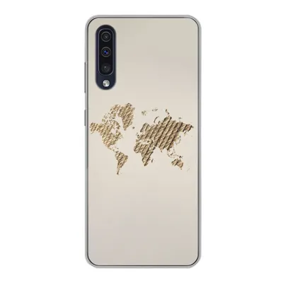 Produktbild von MuchoWow® Handyhülle Schutzhülle Hülle für Samsung Galaxy A30s Weltkarte - Seil - Braun Silikon Softcase Handy Hülle - Karteninhaber
