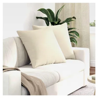 Produktbild von Sofakissen 2 Stück Beige 60 x 60 cm Stoff für Wohnzimmer, Sofa, Schlafzimmer