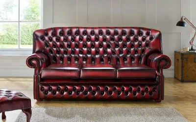 Produktbild von Hohe Rückenlehne Chesterfield Leder Sofa Couch Sitz Garnitur 3 Sitzer Polster