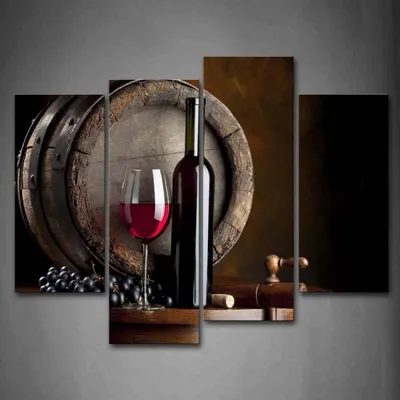 Image de 4-pièces vin tableaux toile set fruits cuisine salon art moderne
