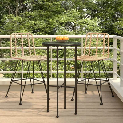 Produktbild von Barhocker 2 Stk. - Hohe Qualität - 45x56x103,5 cm PE-Rattan und Stahl - Gartenstühle CC10258