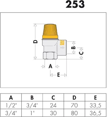 Zdjęcie produktu dla Zawór bezpieczeństwa Caleffi 1/2" x 6 bar