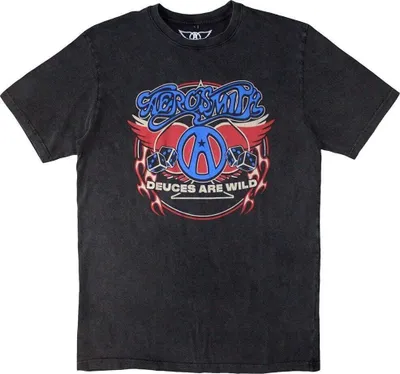 Obrázek produktu pro Aerosmith Rainbow Spade Stone Wash Charcoal Grey 2XL Tričko