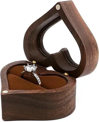 Produktbild von Herz Form Ring Box - Schmuck Box Lagerung - Schmuck Präsentieren - Einzigartige Herz Design - 6,5 cm breit - Farbe5
