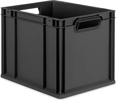 Produktbild von Eurobox NextGen Grip | HxBxT 32x30x40cm | 30 Liter | Griffe offen | Schwarz | Eurobehälter, Transportbox, Transportbehälter, Stapelbehälter