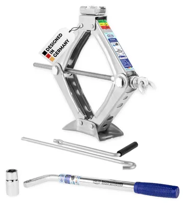Obrázok produktu pre alca® Kompaktný nožnicový zdvihák 1 t a sada kľúčov na matice kolies s certifikátmi a GS, 17/19 mm, odolný zdvihák do -50 °C, 100–350 mm, výsuvný kľúč na matice kolies do 53 cm