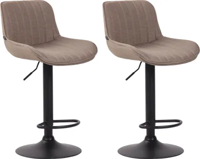 Produktbild von CLP 2er Set Barhocker Lentini Stoff 360° Drehbar Höhenverstellbar taupe Gestell Farbe schwarz