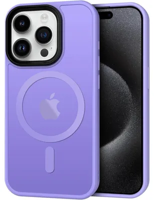 Immagine prodotto di Custodia per iPhone 15 Pro Max con protezione per fotocamera e tecnologia MagSafe, colore viola chiaro