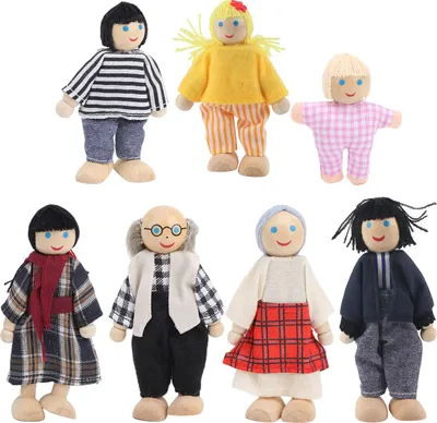 Produktbild von Familienpuppenfiguren Kiefernholz-Miniaturfiguren Spielzeugset Dekoration Pädagogisches Puppenhaus-Zubehör Nr. 2