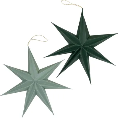 Imagen del producto de Decoraciones navideñas: estrellas para colgar, en tonos verdes, juego de 2 unidades