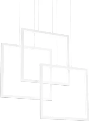 Produktbild von Ideal lux FRAME SP LED-Pendelleuchte Struktur Weiß quadratisches Design Deckenbaldachin Weiß Kabellänge 145cm