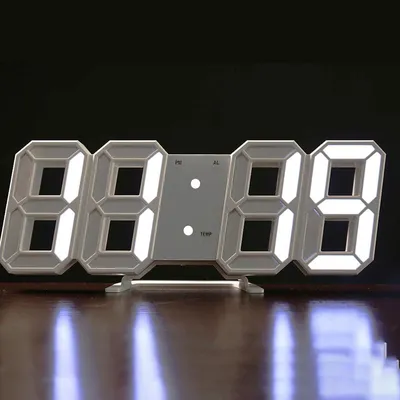 Produktbild von 3D LED Digitaler Wecker, Weiß, 235 X 93 X 18 Mm, Mit Schlummerfunktion Und Temperaturanzeige, Für Schlafzimmer Und Büro
