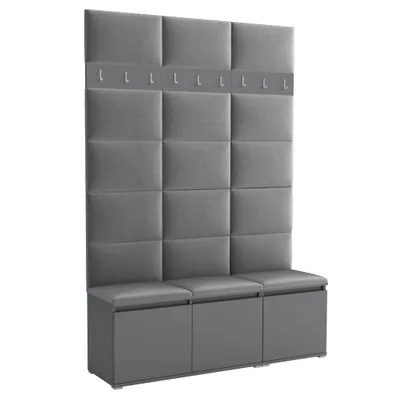 Produktbild von Garderobe LUTON 3 ANTHRACITE 33 – Farbe Anthrazit, moderner Schrank 40x150x213 cm, funktionale Lösung für den Flur, Garderobeschrank, Flurmöbel