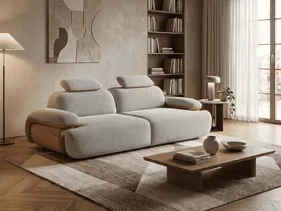 Zdjęcie produktu dla Wysokiej jakości, szara, trójmiejscowa sofa do salonu, elegancka tapicerka
