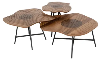 Immagine prodotto di Elegante tavolino da caffè in legno marrone con due tavolini laterali
