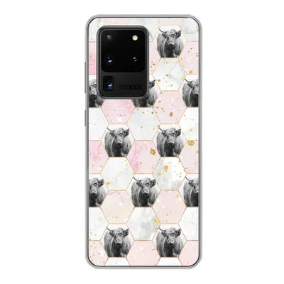 Produktbild von MuchoWow® Handyhülle Schutzhülle Hülle für Samsung Galaxy S20 Ultra Schottischer Highlander - Muster - Gold Silikon Softcase Handy Hülle - Karteninhaber