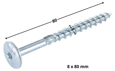 Produktbild von Spanplattenschrauben Tellerkopfschrauben T40 8X80 Verzinkt