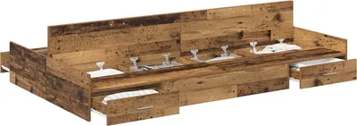 Image de Cadre de lit avec rangement Bois Ancien 120 x 190 cm