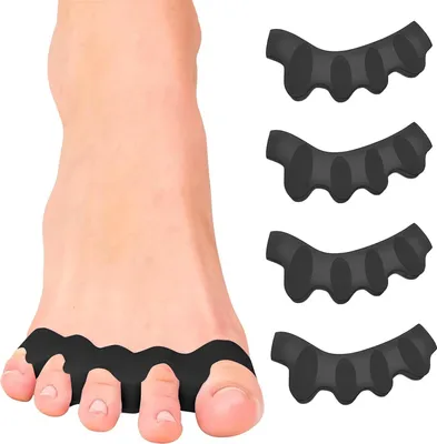 Produktbild von Zehentrenner aus Silikon für Frauen und Männer zur Korrektur von Ballenzehen/Wiederherstellung der ursprünglichen Zehenform/Hammerzehen-Glätter, Zehenspreizer, Zehenstrecker, Zehenstrecker, Großzehen-Korrektoren - Schwarz