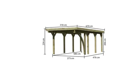 Productafbeelding van Karibu, individuele carport, model Classic 2, met stalen dakbedekking, houten carport, overkapping, 16 m², plat dak