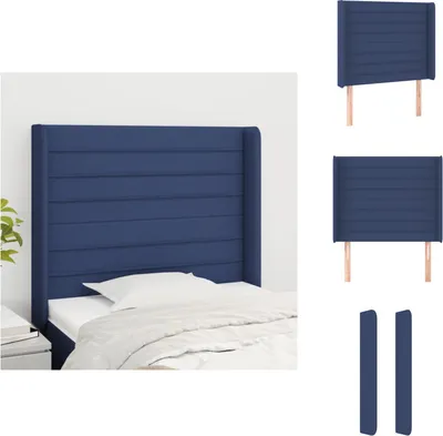 Produktbild von vidaXL Kopfteil mit Ohren Blau 103x16x118/128 cm Stoff -  Kopf- & Fußenden