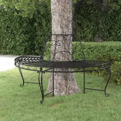 Immagine prodotto di The Living Store Panca ad albero semicircolare Ø160 cm in acciaio nero