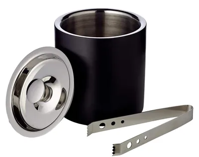 Productafbeelding van IJsemmer (Ø 15 cm, H 16 cm), dubbelwandig, roestvrij staal, mat zwart