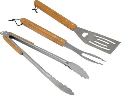 Produktbild von Famanu Grillset mit Spatel, Zange und Gabel - 17 x 47 x 3,8 cm