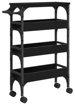 Image de vidaXL Chariot de cuisine noir aspect chêne 53 x 20 x 76 cm