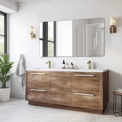 Produktbild von AIORBER Wandspiegel mit abgerundeten Ecken für Badezimmer Flur Wohnzimmer HD Glas bruchsicher 60x120cm Silber