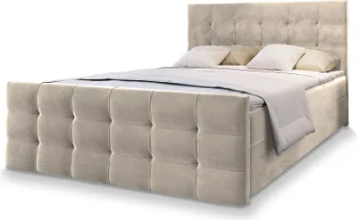 Produktbild von Masseno Boxspringbett AMON 140x200 cm Komplett-Set mit Bonell Matratze und Topper, Polsterbett mit Bettkästen -Beige, COSMIC 10