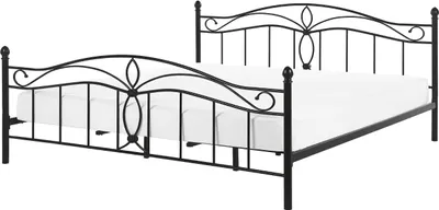 Obrázek produktu pro BELIANI Postel černá kovová 180 x 200 cm lamelový rošt ozdobné čelo romantický klasiký styl ložnice