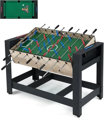 Imagen del producto de Mesa giratoria multifuncional para varios juegos, 2 en 1 o 3 en 1. Incluye mesa de futbolín y mesa de billar. Set completo de futbolín para niños y adultos. Mesa de futbolín para el hogar, sala de juegos