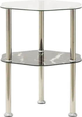 Image de Table d'appoint avec 2 étagères Transparent 38x38x50 cm Verre trempé