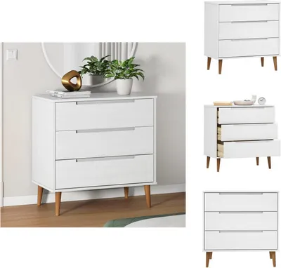 Zdjęcie produktu dla vidaXL Szafka z szufladami MOLDE biała 80x40x80 cm z litego drewna sosnowego - Komody