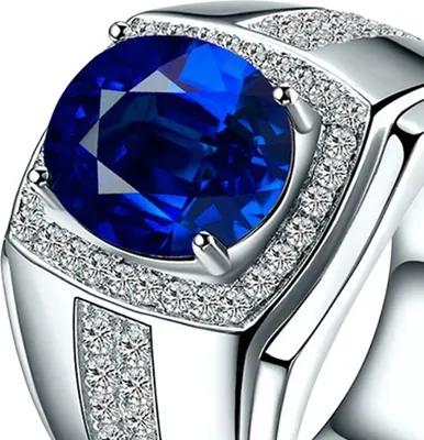 Produktbild von r Herren-Fingerring mit Zirkonia-Strasssteinen, Schmuck, Geschenk-Blau,US 7