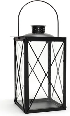 Produktbild von Laterne aus Metall schwarz - Windlicht Metalllaterne Gartenlaterne