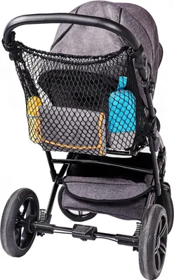 Produktbild von Universal Einkaufsnetz XL für Kinderwagen, Buggy, Sportwagen, Jogger und Zwillingswagen/einfacher Klickverschluss - Schwarz 33*55