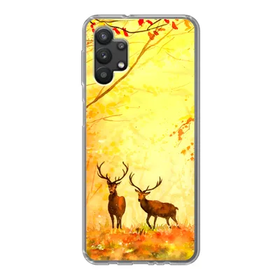 Produktbild von MuchoWow® Handyhülle Schutzhülle Hülle für Samsung Galaxy A32 5G Natur - Ölfarbe - Hirsche - Tiere - Herbst - Orange Silikon Softcase Handy Hülle - Softcase