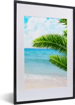 Produktbild von MuchoWow® Gerahmtes Poster Tropisch - Blätter - Grün 40x60 cm - Poster mit Schwarzem Bilderrahmen Wandposter Rahmen Foto Bilder - Poster in Rahmen