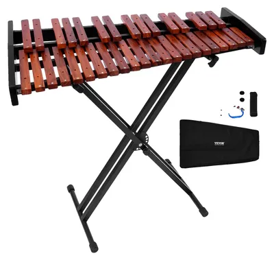 Zdjęcie produktu dla VEVOR glockenspiel, 37 nut, profesjonalny instrument perkusyjny wykonany z drewna, ze stojakiem ze stali węglowej o regulowanej wysokości, 4 młotkami, torbą do przenoszenia, zestaw instrumentów muzycznych dla początkujących