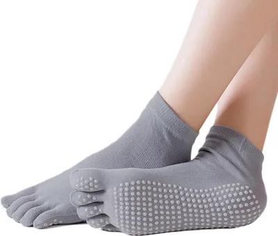 Produktbild von Yogasocken - Sportsocken - Yoga - Antirutsch - Grau - Socken - Yogasocken - Zehensocken - 36-40