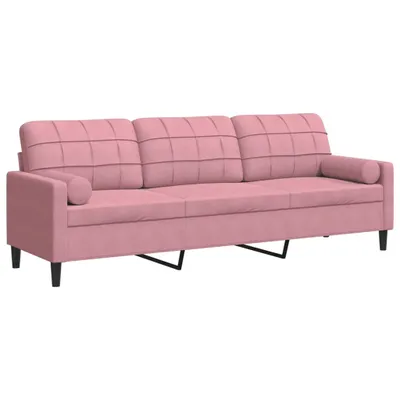 Image de Canapé 3 places avec oreillers décoratifs rose 210 cm velours