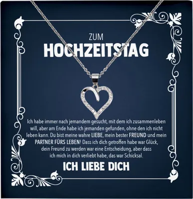 Produktbild von 22Feels Ehefrau Hochzeitstag Geschenk Ich Liebe Dich Frauen Herz Halskette Damen Collier mit 23 Zirkonia Steinen (Damen Silber 925/000 Schmuck)