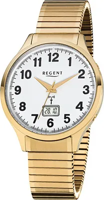 Produktbild von Regent Edelstahl Herren Uhr FR-209 Funkuhr Armband gold D2URFR209