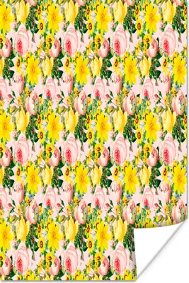 Produktbild von MuchoWow® Poster Blumen - Rosen - Muster 120x180 cm - Kunstposter